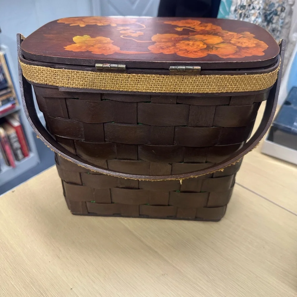 Vintage Mid Century Wooden Basket